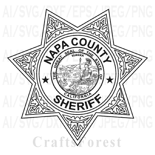 Napa County Sheriff Badge California SVG Vector File for CNC Laser Engraving, Cricut, Silhouette | Sheriff Badge DXF PNG AI EPS Digital Download